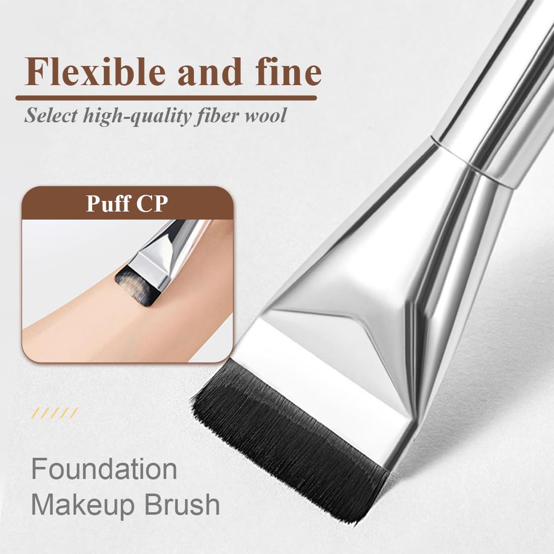 2pcs pennelli per trucco, fondotinta, pennello piatto, pennello per trucco, ideale per fondotinta cremoso, cipriato o liquido