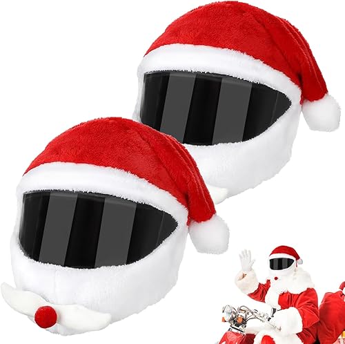 Fundas de casco de motocicleta de Navidad - Santa Claus Decoración de casco de Navidad Paseos divertidos