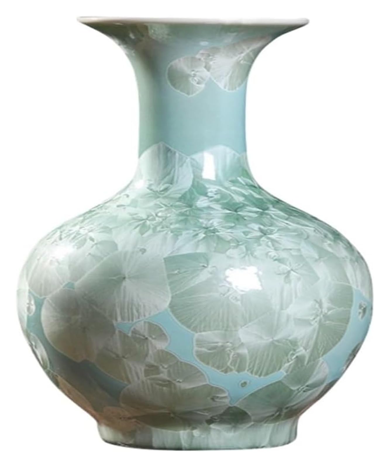 Vase Tabletop Flower Glass Crystallized Glaze Decorative Chinese Style Ceramic Home Living Room Vase(Yellow,A)-Blue-C(bule,Grey Wolf)