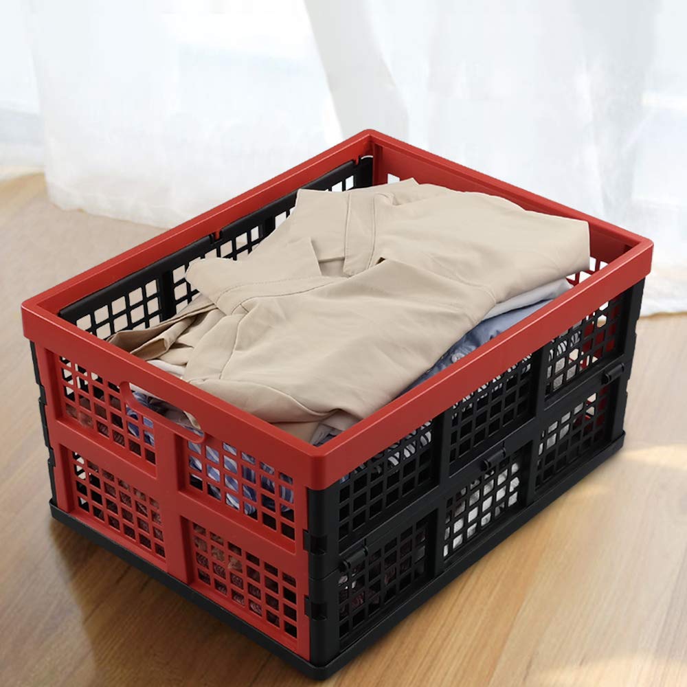 Amazon.com: Hespapa 35 Quart Folding Crates, Red Plastic