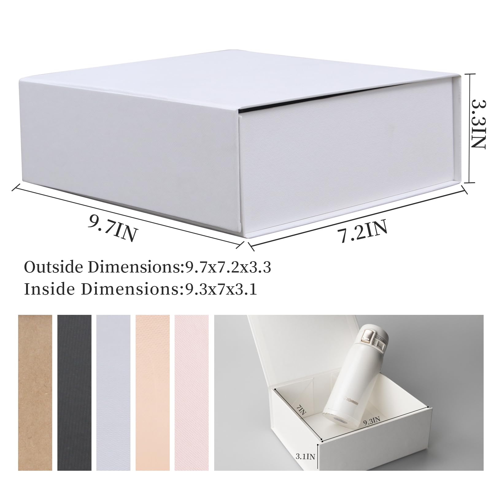 Amazon.com: Rsgift White Gift Box with Lids,9.7x7.2x3.3 Inch Gift