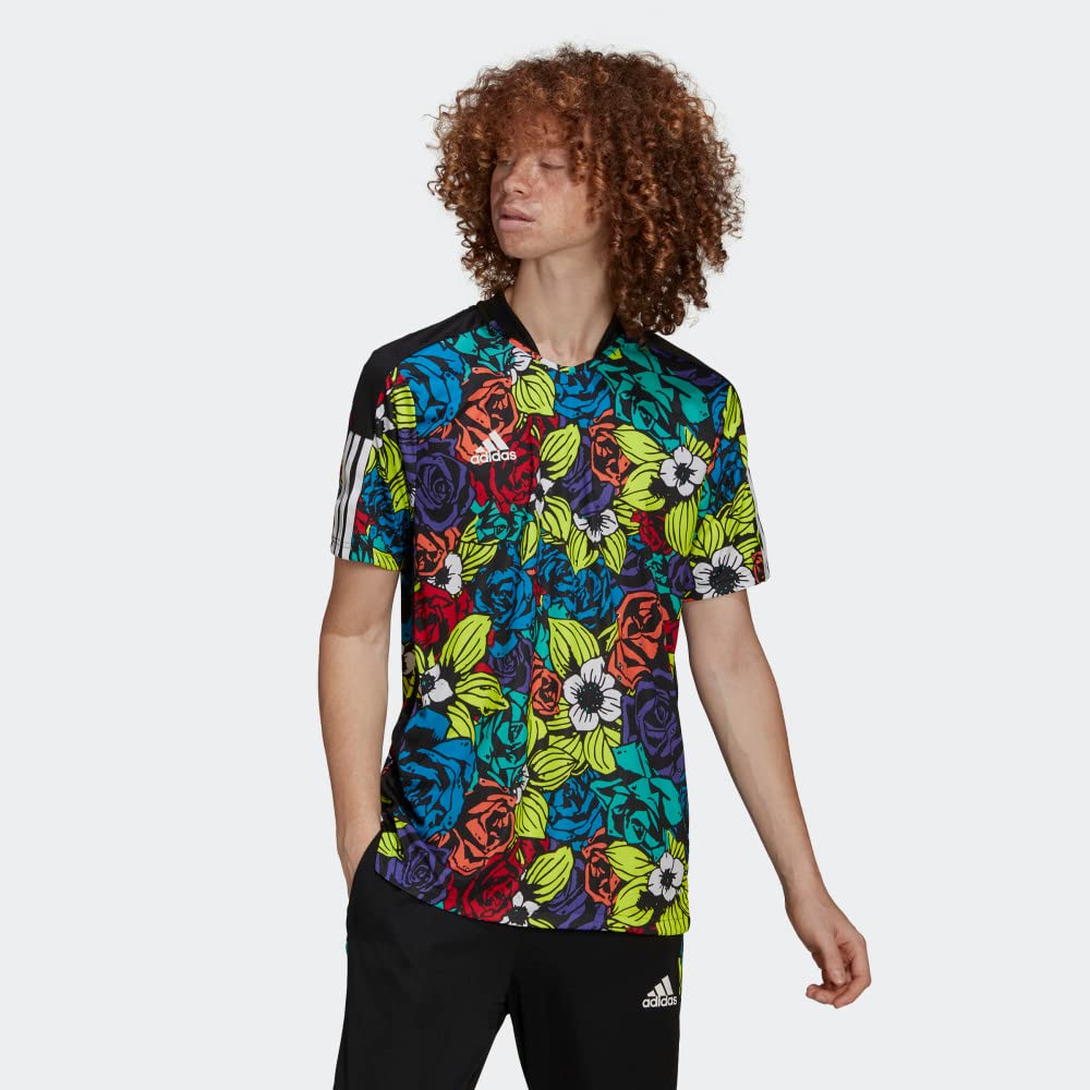 adidas Mens TIRO Jersey All Oversize Printed FLOWERJERSEY (Short Sleeve), Multicolor, Large