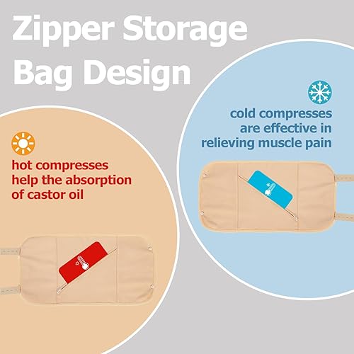 Miniatura 5 de Paquete de 8 unidades de aceite de ricino, paquete de aceite de ricino para cuello, pecho, cintura, rodillas, pies, paquetes de aceite de ricino