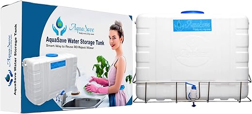 AquaSave Make Every Drop Count RR Without Sensor RO Waste Water Storage Translucent Tank 30 Liters | Food Grade HDPE Plastic | Wall mountable with...
