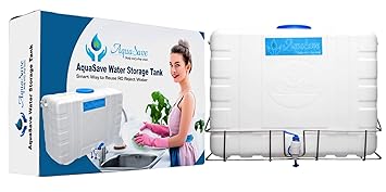 Aquasave RR without sensor RO waste water storage translucent tank 30 Liters | food grade HDPE plastic tank | wall mountable jerry can with stand | portable water storage tank with tap | suitable with all type of water purifiers