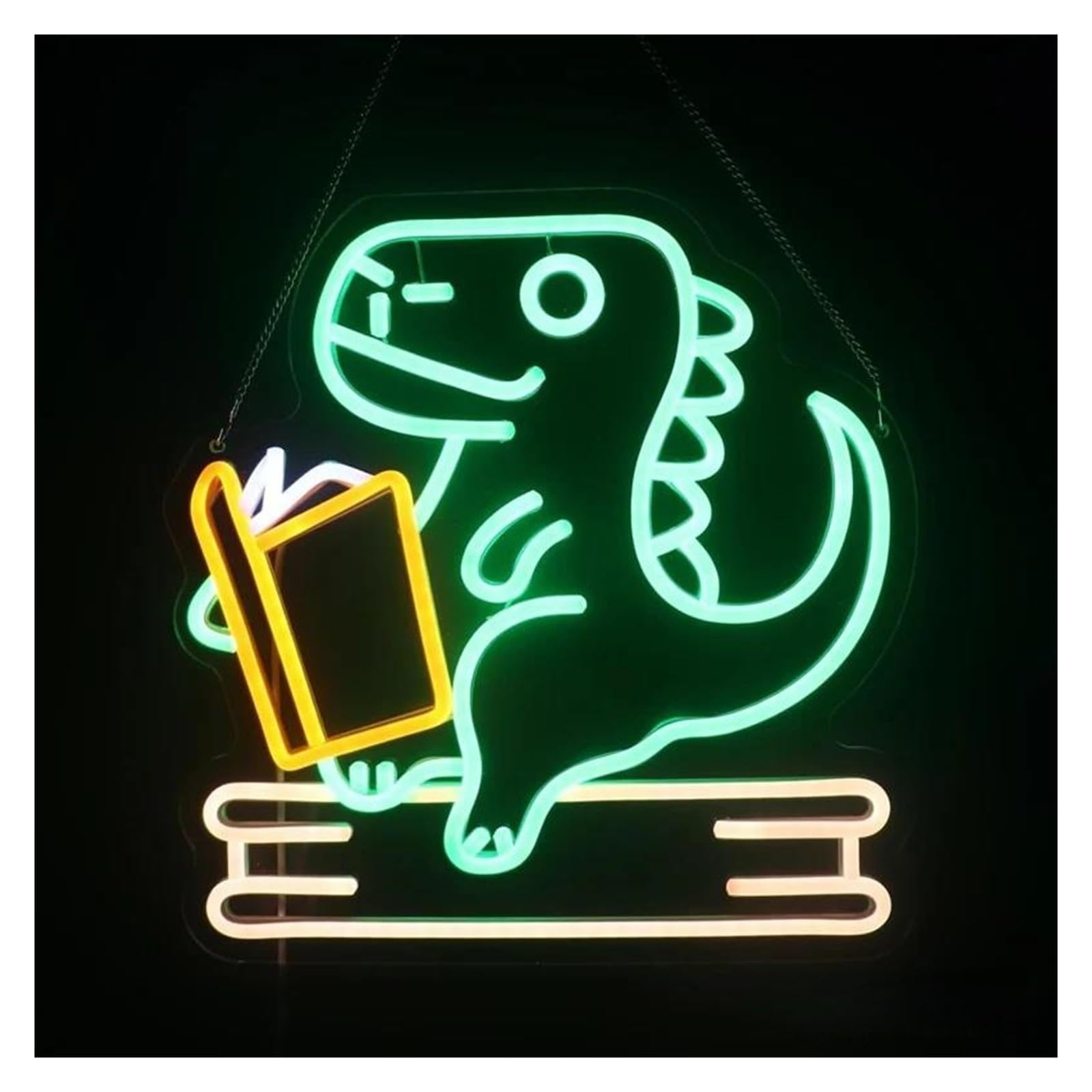 Shouxi One Color Sign Lamp Reading Dinosaurs Neon Sign, For Wall Lamp Gameroom Zoo Bar Party Decoration Usb Powered 32Cmx33cm