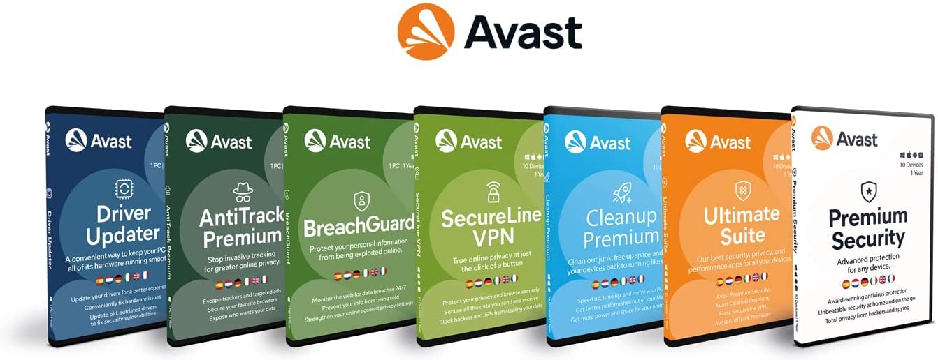 Avast Ultimate 2026 - Antivirus Avast Premium Security con Avast SecureLine VPN, Avast Cleanup Premium y Avast AntiTrack | 10 Dispositivos | 1 Año | PC/Mac/Android/iOS