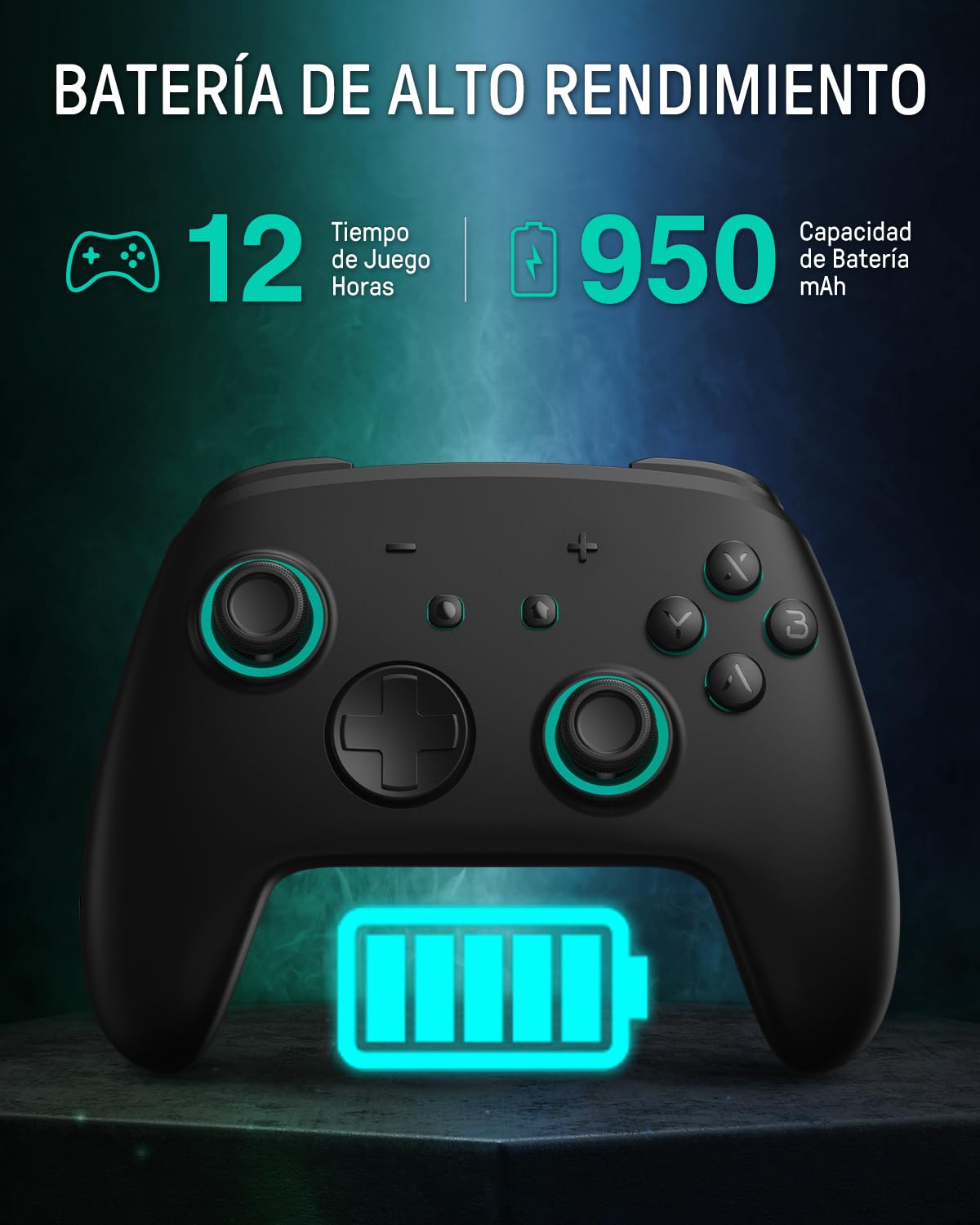 PALPOW Mando Pro Switch 2，Ergonomía Mando inalámbrico para Switch2/Switch/Lite, Mando para pc gaming joystick de efecto Hall con Wake Up/7 LED Colores/NFC/Turbo/Gyro Axis/Vibración - Negro