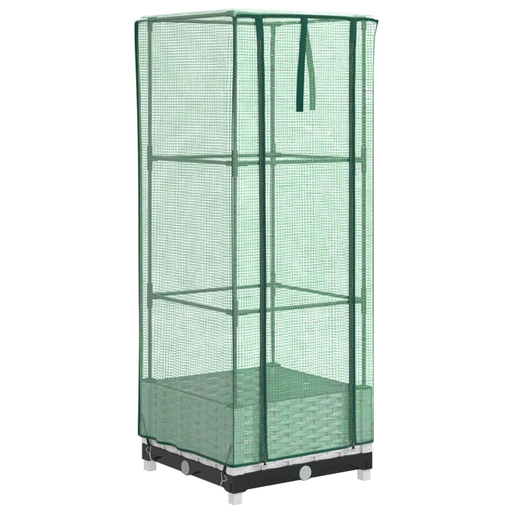Vidaxl (White, 40 X 40 X 123 Cm) Raised Bed With Greenhouse Cover Plant Box Garden Planter Rattan Look