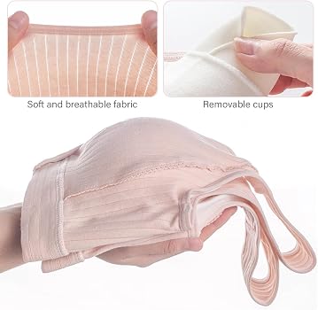 ACMEDE Lot De 4 Soutiens-Gorge D’Allaitement Coton Sans Armatures – Grossesse & Maternité, Fermeture Avant, 75A-95D