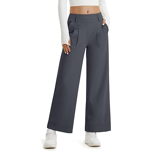 Libin Women's Wide Leg Dress Pants 27"/29"/31" High Waisted Stretch Work Casual Sweatpants Trousers with Pockets