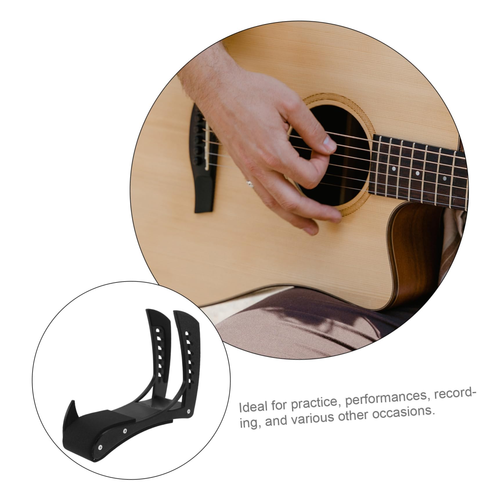 Milisten Poggiapiede Ergonomico per Chitarra Elettrica, Nero, Regolabile | Plastica e Spugna, Uso per Pratica e Registrazione, Angolo Variabile per Musicisti