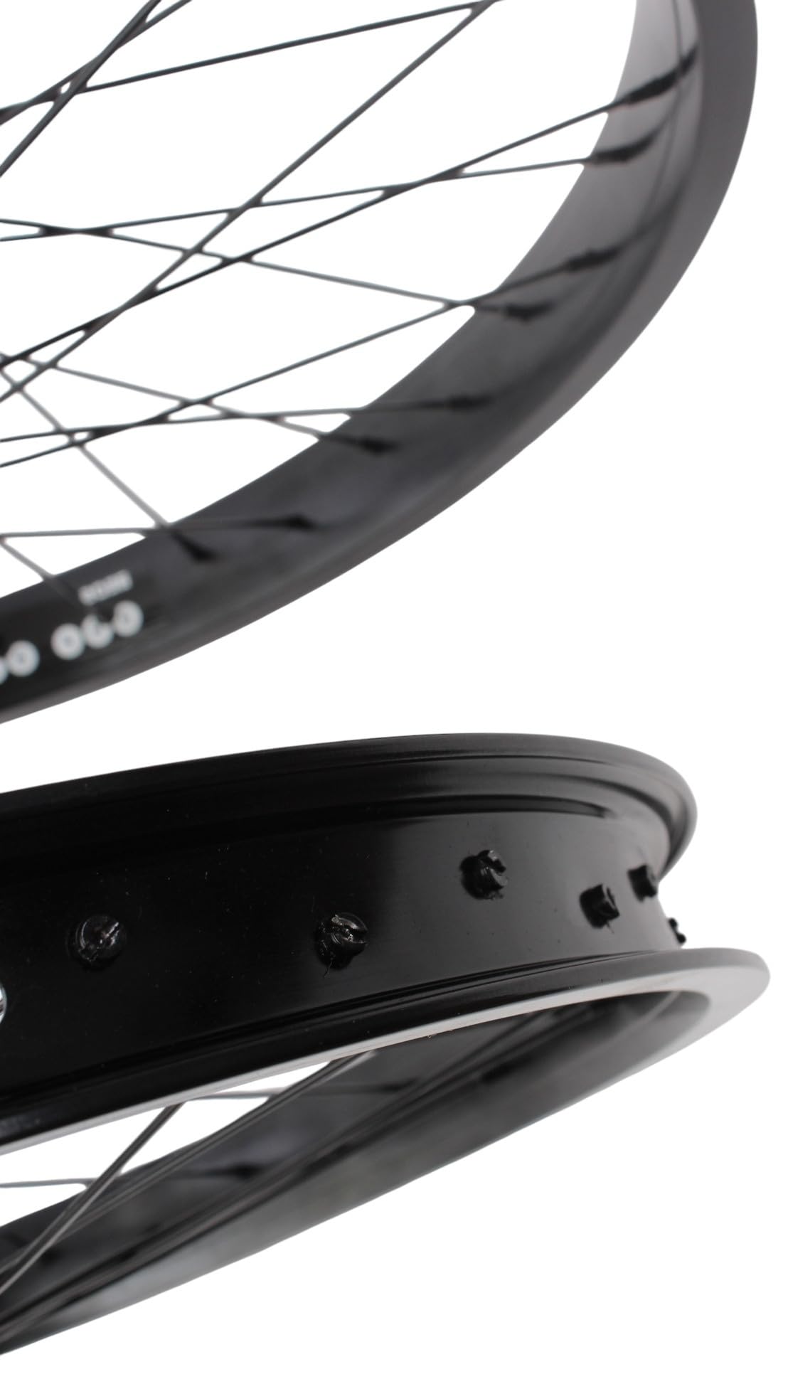 KHE Prism BMX zestaw kół 20 cali – czarny – przednie i tylne koło – oś 14 mm/10 mm – wolne koło 16T – 36H – 7005 aluminiowe felgi