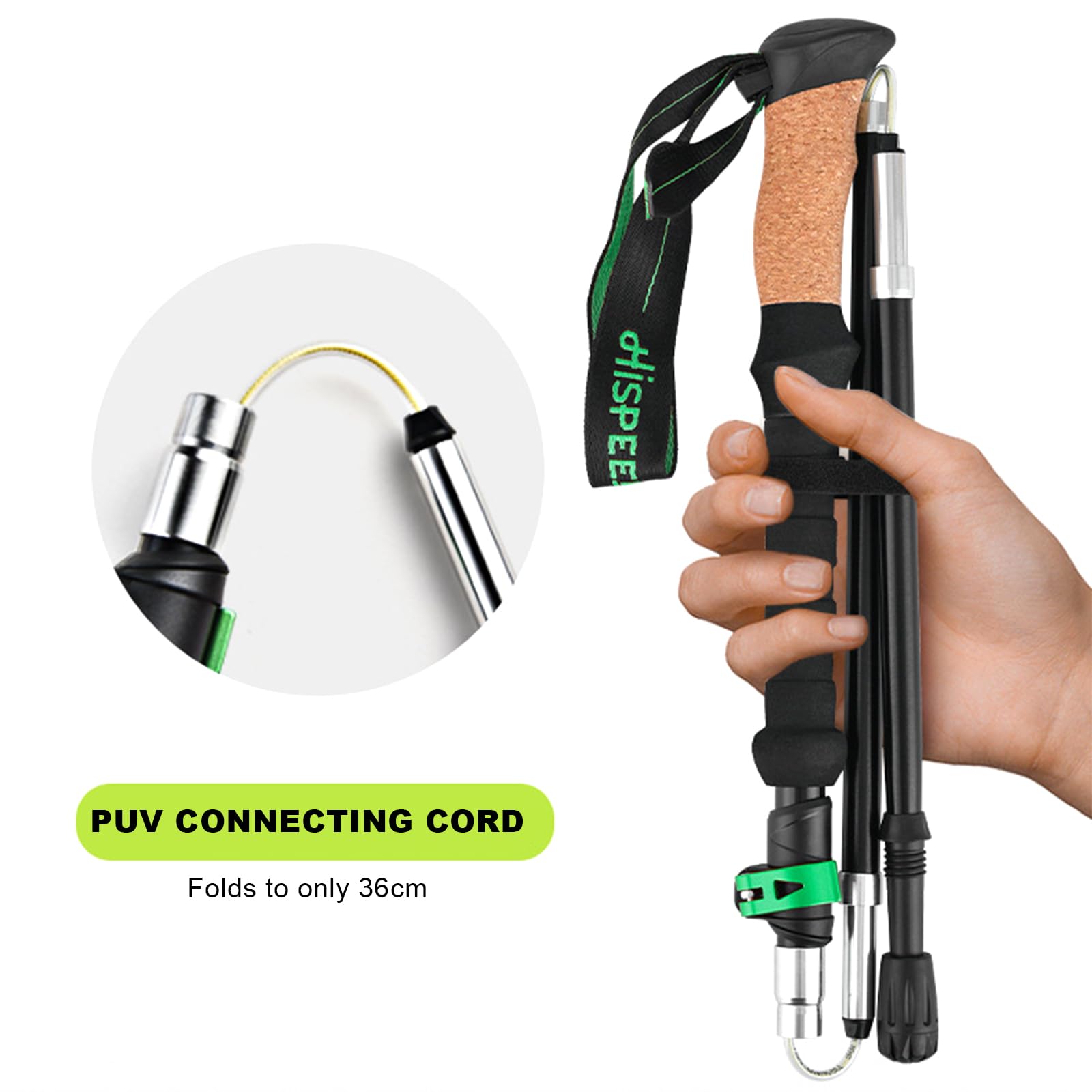2PCS Bastones Senderismo,Bastones Trekking Plegables,Palos Senderismo con 4 Puntas para Adaptarse a Diferentes Condiciones del Terreno,Palos Trekking de Aluminio para Hombre,Mujer,Senior