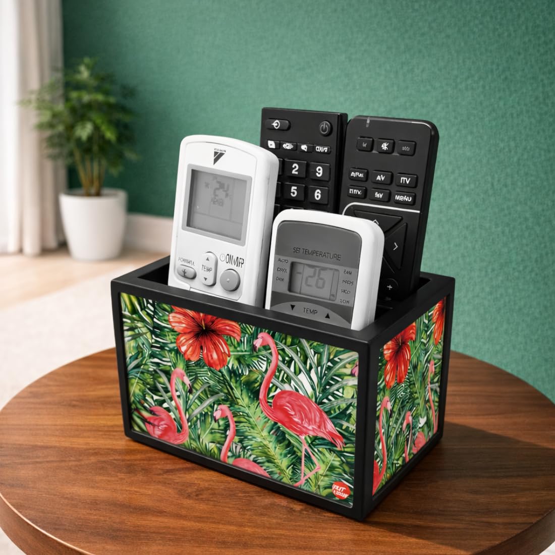 Nutcase Designer Wooden Remote Control Holder Stand Organizer Caddy for TV/AC Remotes-Multipurpose Desk Organiser-6�x4�x4�