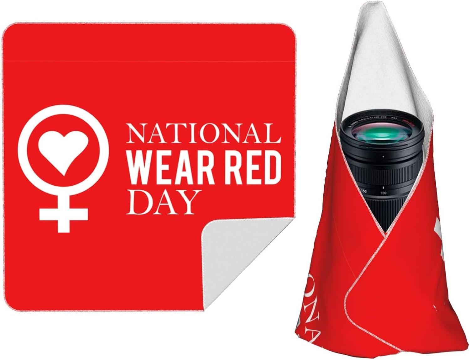 National Wear Red Day Magic Self-Adhesive Cloth Reusable Portable Makeup Bag Camera Lens Protection Scratch Resistant Travel Storage Bags