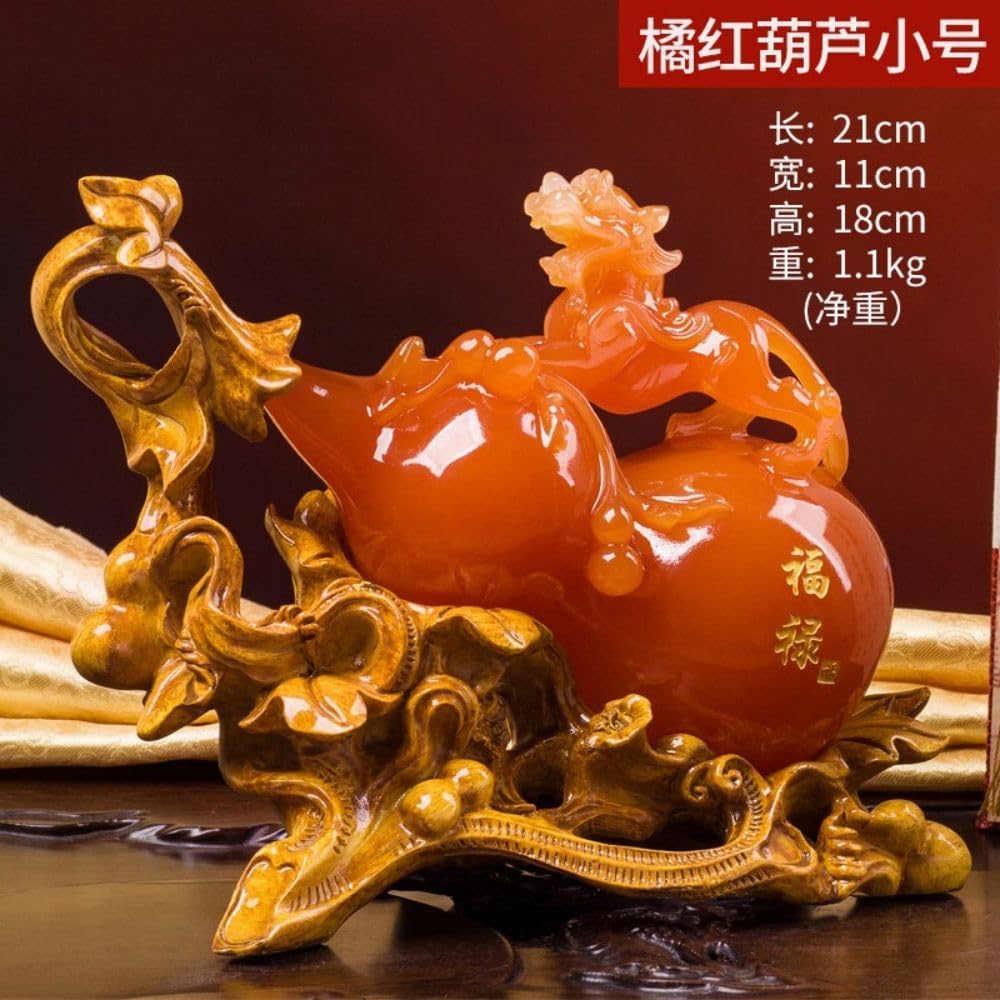 招财葫芦 Brass Gourd for Feng Shui, Hu Lu/Office Bedroom Ornaments Feng Shui Pi Yao/Best Housewarming Congratulatory Decoration 貔貅摆件工艺品家居客厅 Living room Office Bedroom Ornaments 酒柜装饰品摆设乔迁新居商务礼品 - U809