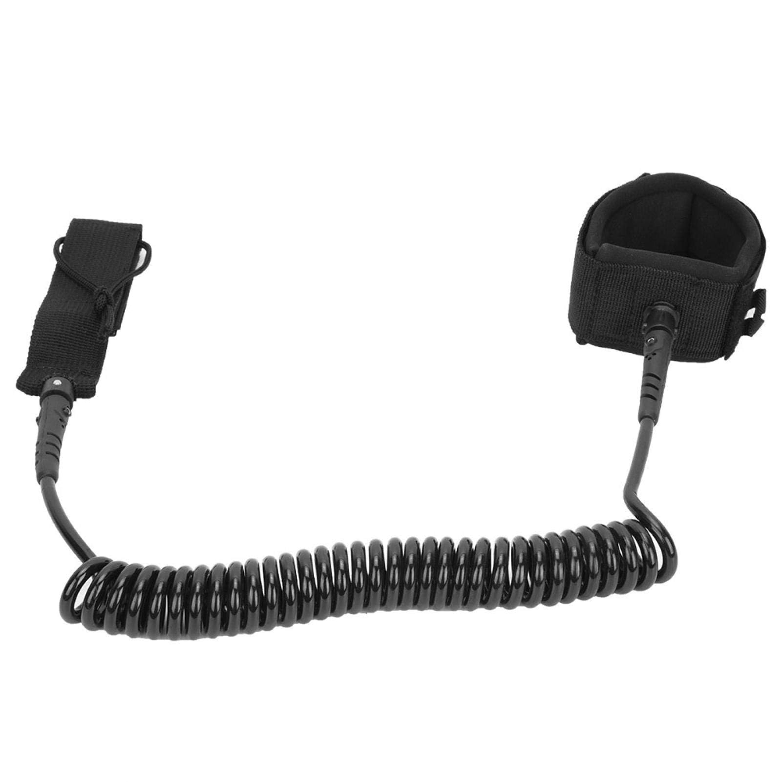 Dpofirs Guinzagli per tavola da Surf TPU, Corda Elastica Nera da 10 Piedi per Sport Acquatici, guinzagli da Surf con Portachiavi, guinzaglio con Acciaio Inossidabile a 360 Gradi,