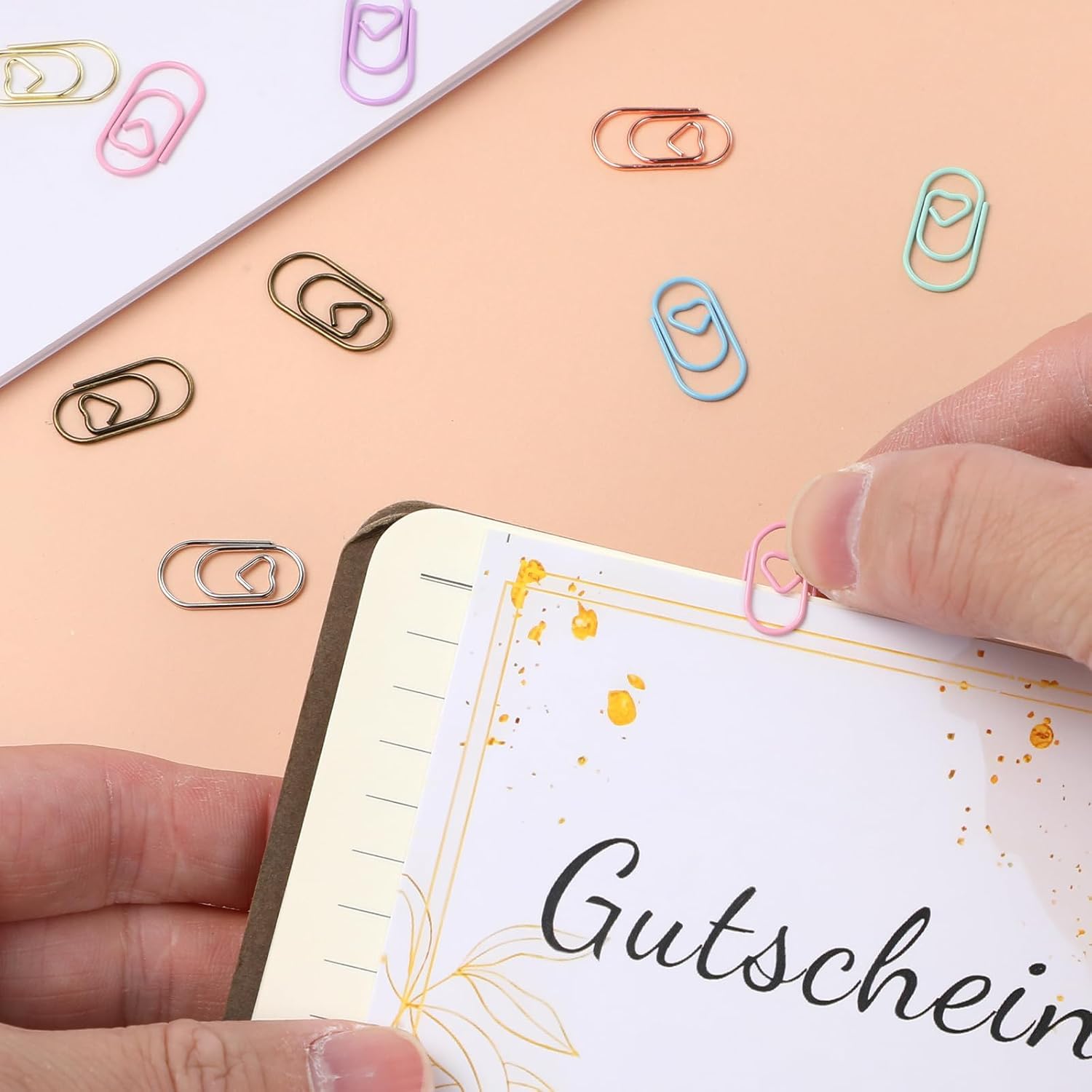 100pcs Heart Shaped Paperclip Office Binding Supplies Stationery