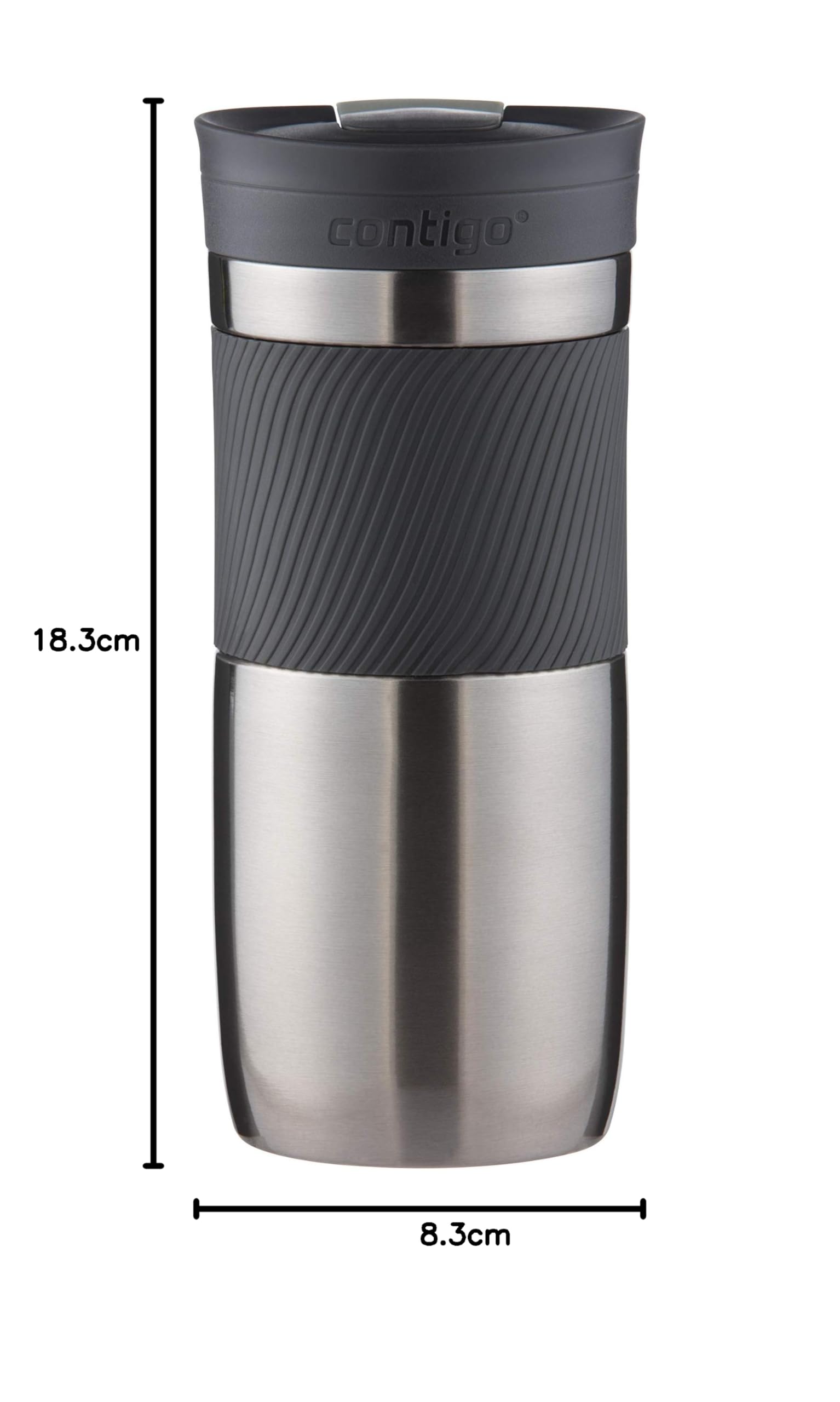 Contigo Byron SNAPSEAL - Tazza termica con incisione, con nome in acciaio inox, da viaggio, a prova di perdite, coperchio facile da pulire, senza BPA, 470 ml (Gunmetal)