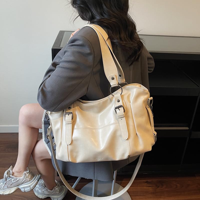 Bolsos cruzados Hobo de PU para mujer de gran capacidad con cremallera