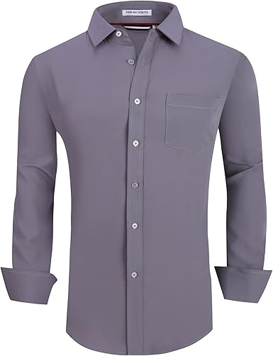 Alex Vando Mens Dress Shirt Wrinkle Free Regular Fit 4-Way Stretch Button Down Shirts