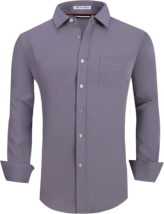 Alex Vando Mens Dress Shirt Wrinkle Free Regular Fit 4-Way Stretch Button Down Shirts