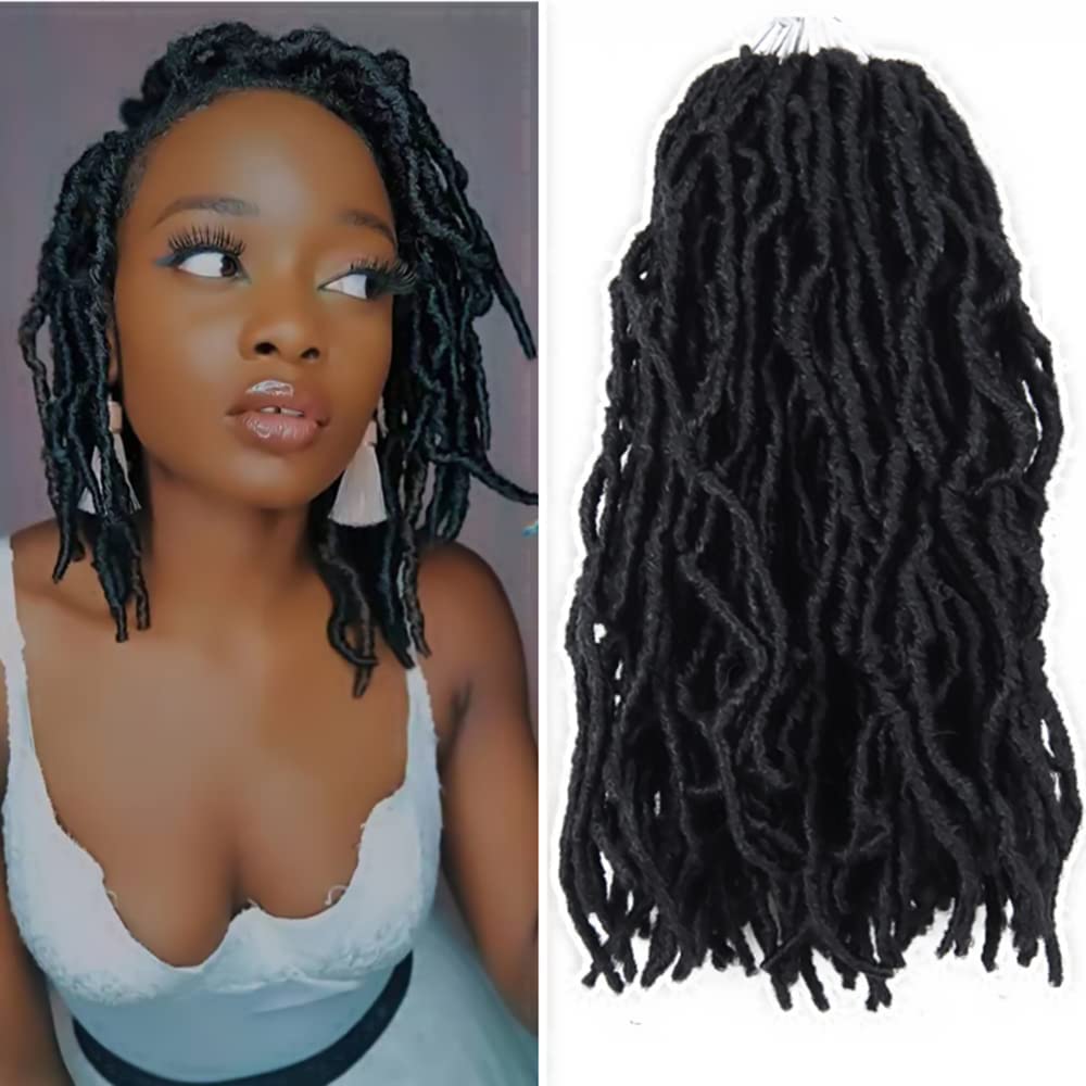 12 Inch Soft Locs Crochet Hair 6 Packs Short New Faux Locs Pre-looped Natural Black Dreads Locks 1B(Natural Black)