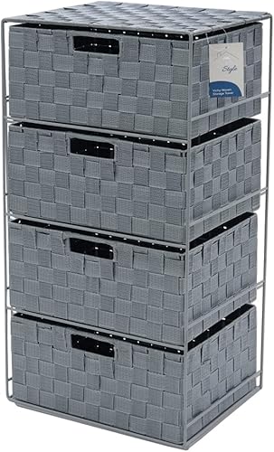 JVL Torre de almacenamiento de nailon ancho con 4 cajones Vichy