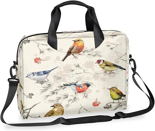 Bolsa para laptop con textura vintage de pájaros pequeños para mujeres y hombres, bolsa cruzada para computadora portátil, resistente al agua,