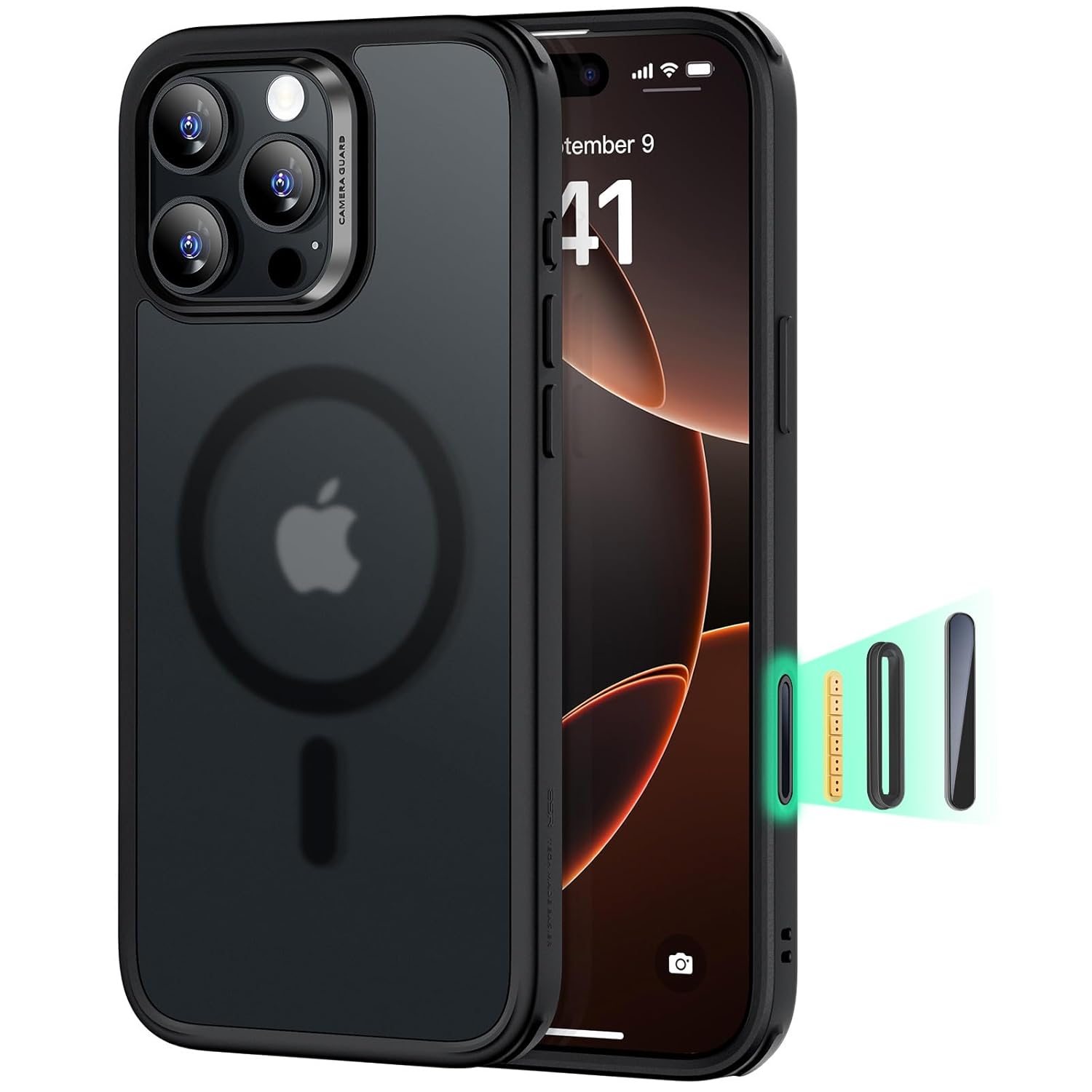 ESR for iPhone 16 Pro Max Case, Compatible with MagSafe, Shockproof Military-Grade Protection, TPU, Magnetic Case for iPhone 16 Pro Max, Classic Hybrid Case (HaloLock), Frosted Black ESR for iPhone 16 Pro Max Case, Compatible with MagSafe, Shockproof Military-Grade Protection, TPU, Magnetic Case for iPhone 16 Pro Max, Classic Hybrid Case (HaloLock), Frosted Black