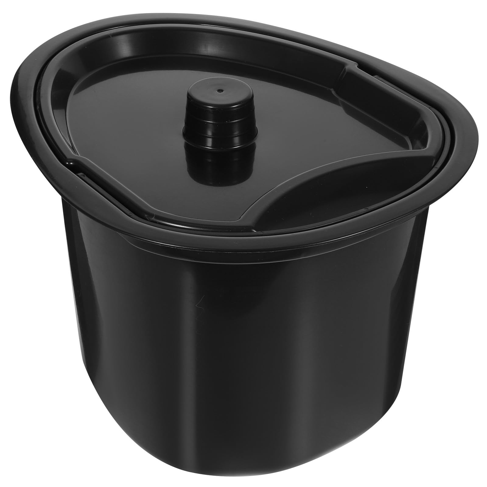 Pot de Chambre Adulte Noir 5l en Plastique avec Couvercle, Facile à Transporter, Design Ergonomique pour Patients et Personnes Handicapées