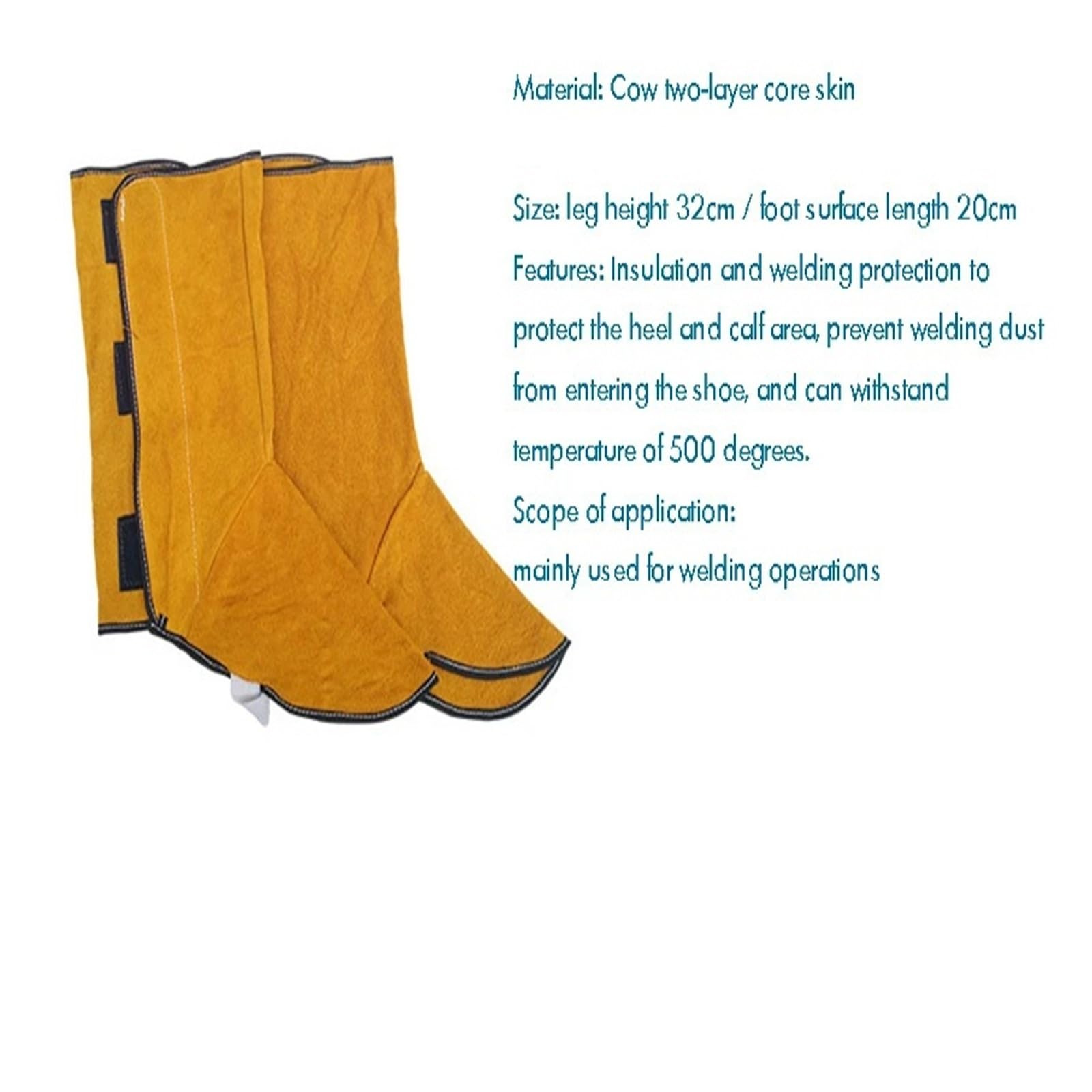 Couvre-chaussures De Protection En Cuir Vache 32 Cm