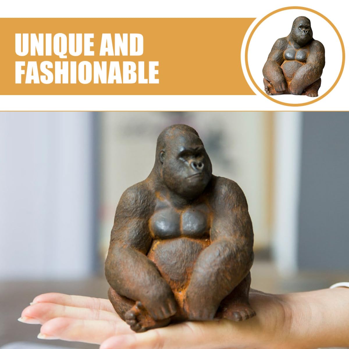 NUOBESTY Eiserne Miniatur Gorilla Statue Vintage Tierfigur aus Robustem Eisen Kreative Deko für Wohnzimmer Büro und Sammler Stabile Tischskulptur mit Rustikalem Charme