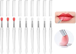 Silicone Lip Brushes, Lip Scrub Brush with Cap, Lip Applicator Brushes for Lipstick Eyeshadow,Makeup Beauty Lipstick Brushes With Scoop For Applying Cream Or Liquid Lip Mask (9pcs Mixed Colour)