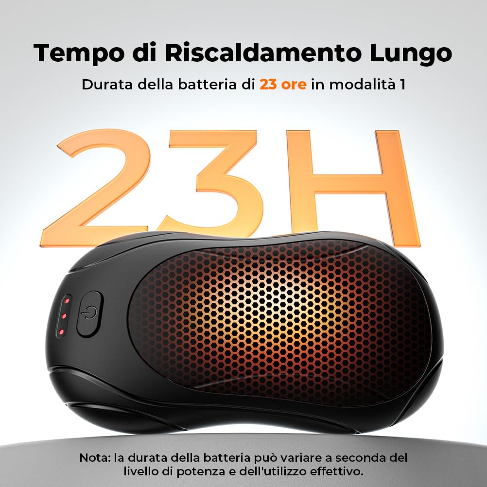 VOSFEEL Scaldamani Elettrico 2 Pack, Scaldamani Ricaricabile Portatile 23H, Riscaldamento a 3 Livelli, Scalda Mani Tascabili, Adatto per Esterno, Golf, Campeggio