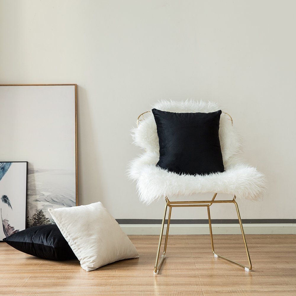 MIULEE Confezione da 2 Federe in Velluto Copricuscini Decorativi Fodere Quadrate per Cuscino per Divano Camera da Letto Casa50X50cm Nero