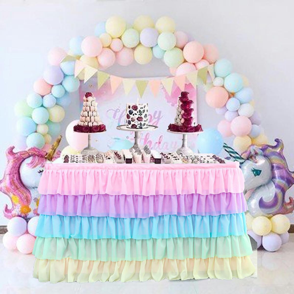 77 cm w kształcie fali siatka puszysta tutu tiulowa spódnica stołowa szyfonowa spódnica stołowa ślub na baby shower impreza falbana plisowana spódnica na stół