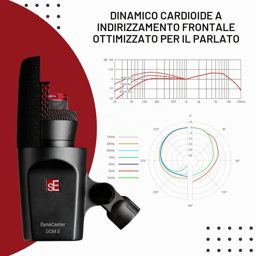 SE Electronics DynaCaster DCM3 - Microfono cardioide a trasmissione dinamica