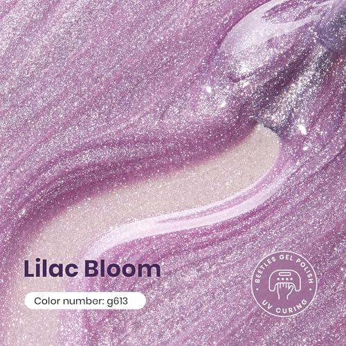 Image of Beetles Glitter Gel Nail Polish - 15ml Spring Summer Gel Polish Light Purple Lilac Bloom Colors Soak Off UV LED for DIY Salon Home Manicures Gift for Women Girls