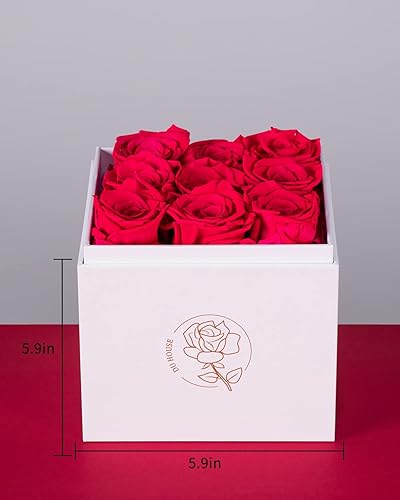 Miniatura 3 de DuHouse 9 rosas preservadas en caja acrílica flores eternas que duran 4 años regalos para novia esposa mamá mujer día de San Valentín aniversario