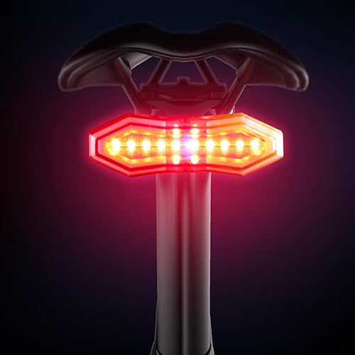 Miniatura 8 de JINKEY Señales de giro para bicicleta, luces de giro brillantes para bicicleta, parte delantera y trasera, IPX5, impermeable, control remoto, luz