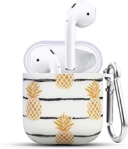 HIDAHE Airpod Cases, Airpods Skin, Apple Airpod Case,Cute Luxury Hard Designer Protective Airpods Case for Girls Kids with Keychain Compatible with Apple AirPods Charging Case 2&1,Golden Pineapple - coolthings.us