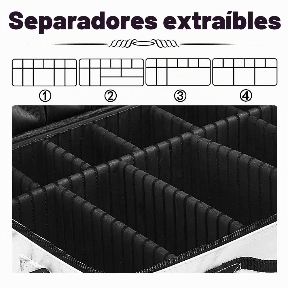 Makeup Bag, 3 Capas Organizador de Maquillaje, Neceser Viaje Mujer Kit de Maquillaje Resistente al Agua, Estuche de Maleta Maquillaje Profesionalcon Divisores y Correas Ajustables, 16''