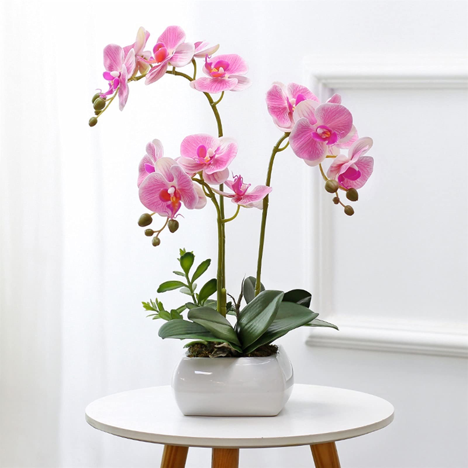 Sbziojhdr Pink Artificial Flowers, Decor Artificial Flowers With Vase Orchid Bonsai Potted For Home Wedding Centerpiece Faux Flowerspink(Pink)