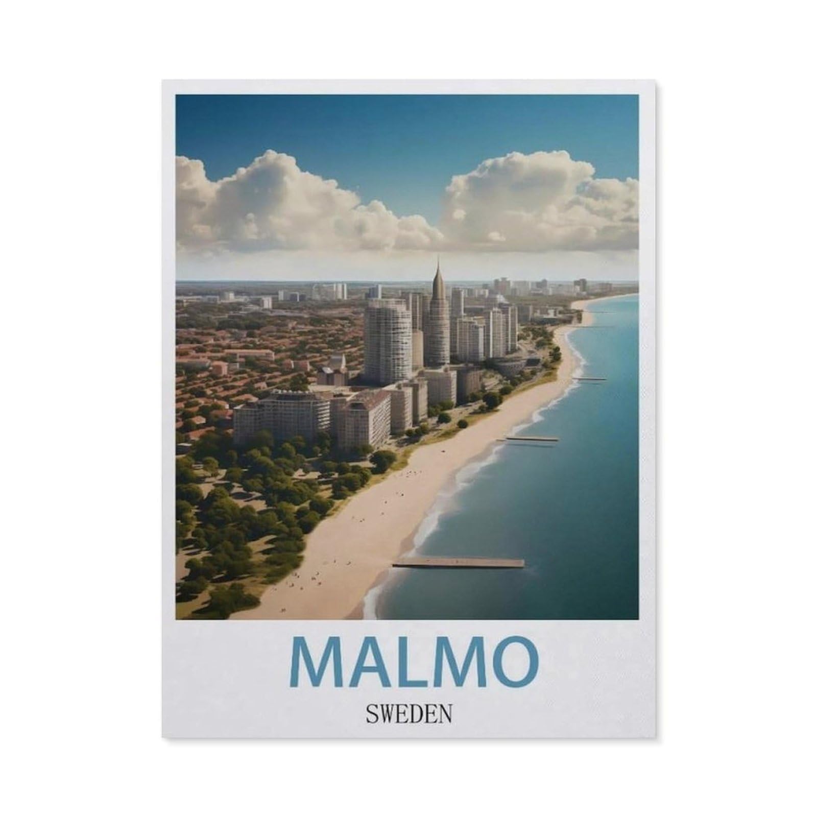 Funny Metal Tin Sign Wall Decor，Malmö Sweden(20x30cm）