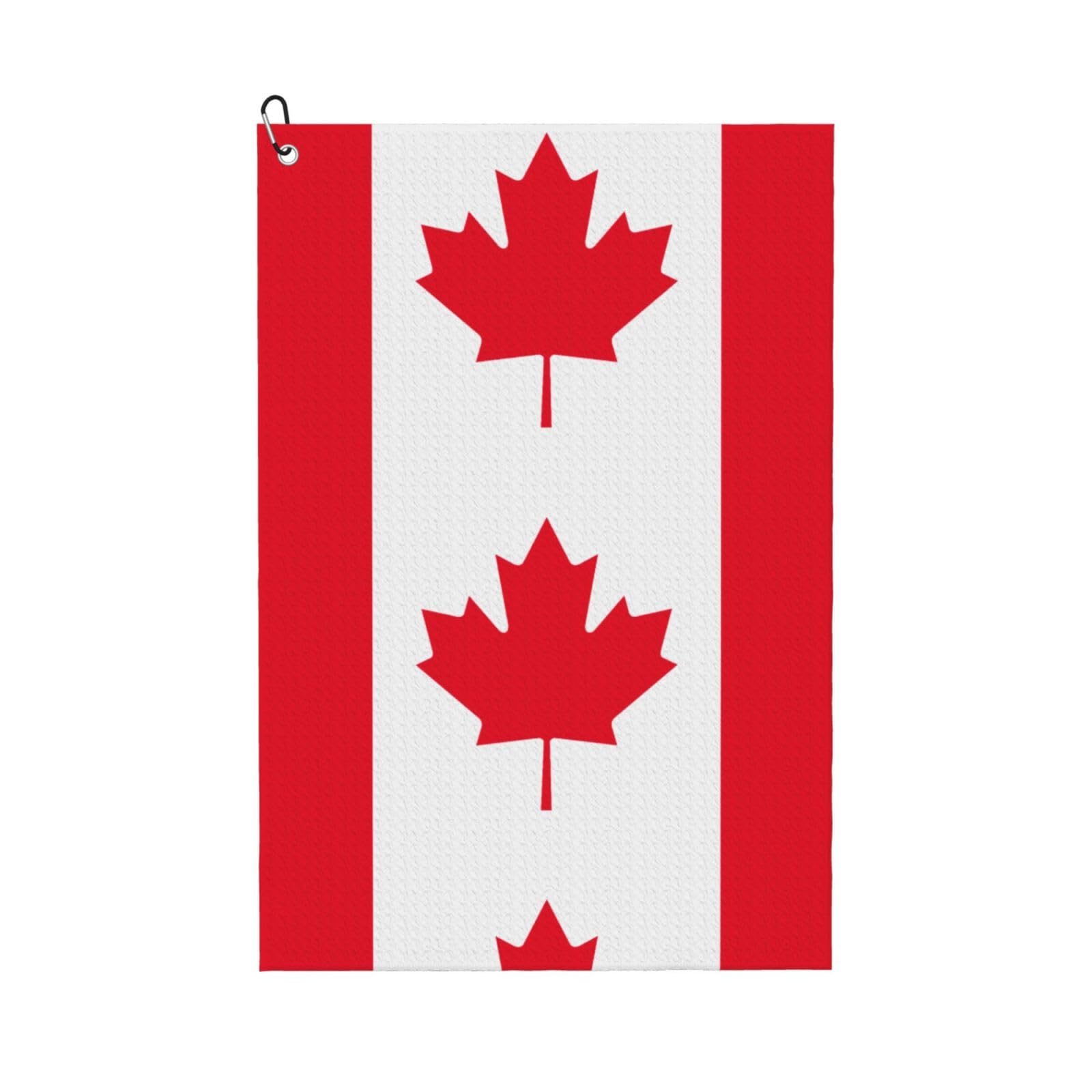 peiyeety Canada Flag Microfiber Golf Towel with Carabiner Clip, 16x24 Inch Absorbent Waffle Weave Towel for Golf Bags