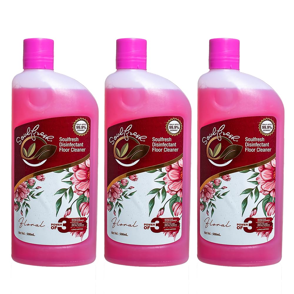 Soulfresh Disinfectant Surface/Floor Cleaner liquid 500ml (Pack of 3) | With essence of flower Remove tough stains, for hospital, office hotel surface use | Kills 99.9% Germs| (B0BY8JZ3NF) Amazon Price History, Amazon Price Tracker
