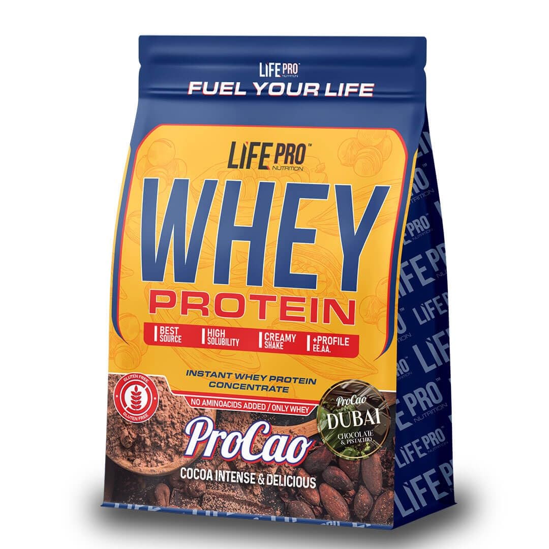 Life Pro Whey ProCao 1kg | Concentrado de Suero de Leche | Sabor a Cacao de la Infancia | Crecimiento y Mantenimiento Muscular | Sin Gluten (Procao Dubai)