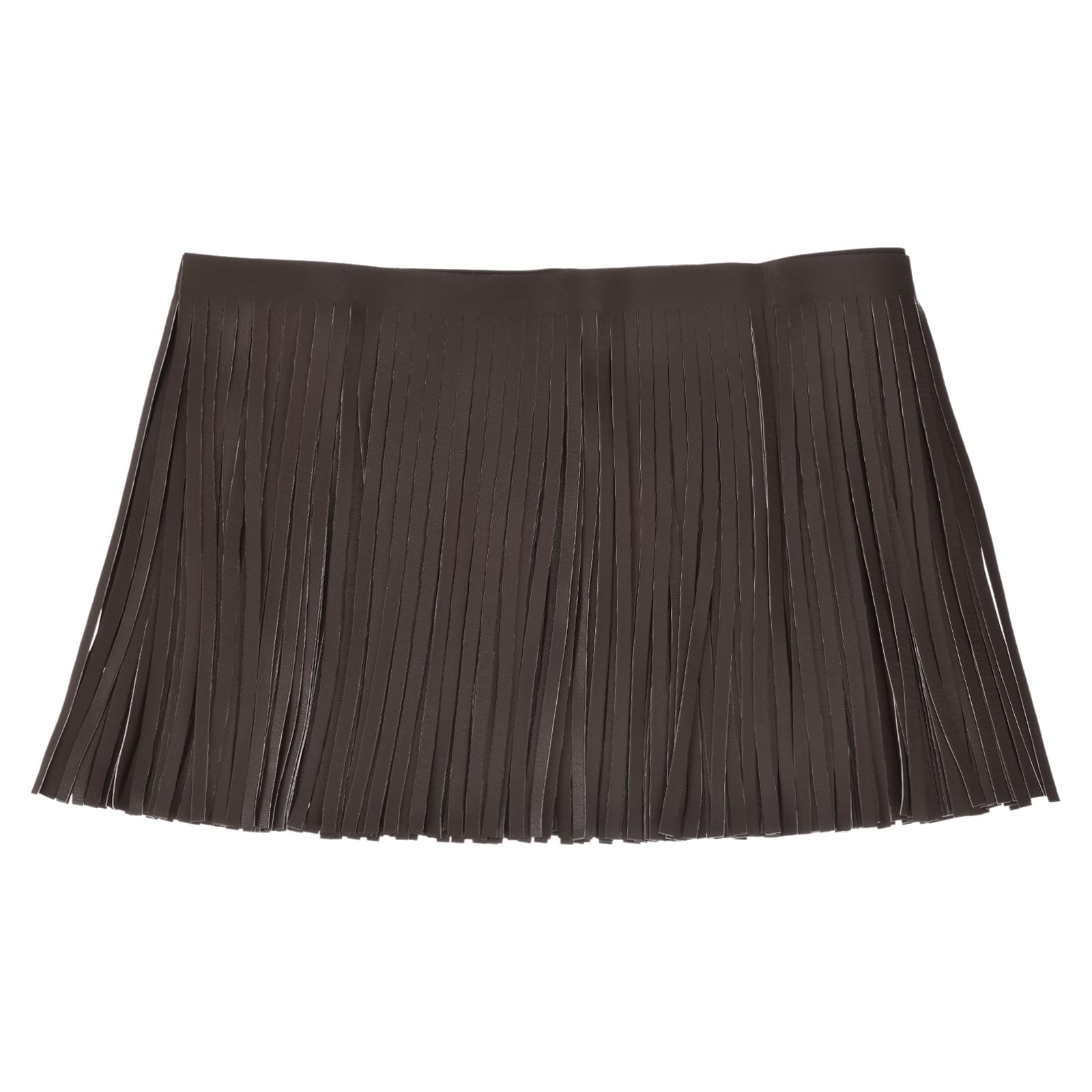 sourcing map 1 Yard 10 Inch PU Faux Leather Fringe Trim Double Side Leather Sewing Tassel Fringe for DIY Sewing Dress Crafts Skirt Decoration, Coffee